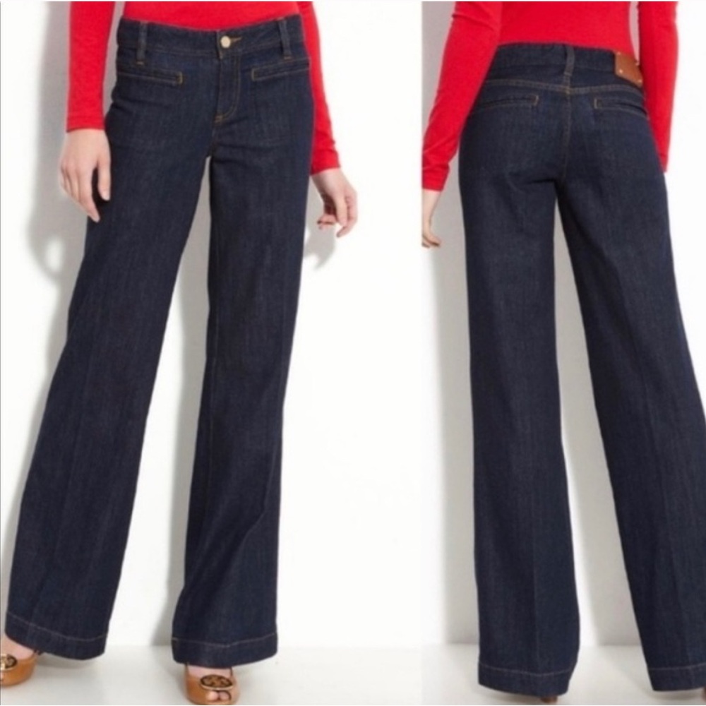 Tory Burch Wide Leg Stretch Dark Denim Size 31